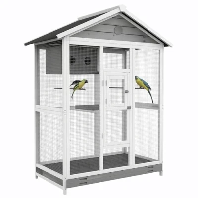 Abbildung von PawHut Vogelkäfig Wellensittichkäfig mit 4 Sitzstangen, Wasserabweisendes Vogelbauer, Vogelhaus für Kanarien