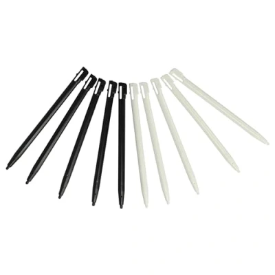 Abbildung von vhbw 10x Eingabestifte kompatibel mit Nintendo DSi, DSi XL, DS Lite Spielekonsole 9,2 cm lang, Schwarz Weiß