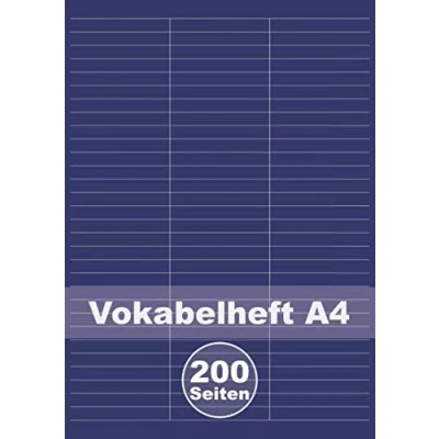 Abbildung von Vokabelheft A4: Großes XXL mit 200 blanko DINA4 Seiten 3 Spalten