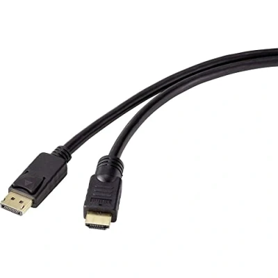 Abbildung von Renkforce DisplayPort/HDMI Adapterkabel DisplayPort Stecker, HDMI A Stecker 20.00 m Schwarz RF 4596876 vergoldete Ste