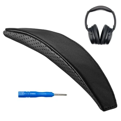 Abbildung von AHG QC35 ii Kopfbandpolster aus Schaffell Kompatibel mit Bose QuietComfort 35 Kopfhörern/QuietComfort Kopfhörern (Schwarz) Hochwertiges Schaffellleder/hochdichter Schaumstoff