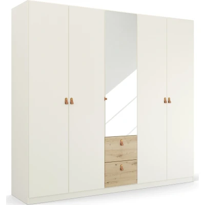 Abbildung von rauch Drehtürenschrank &quot;Homey by Quadra Spin&quot;, mit cognacbraunen Ledergrifflaschen, Schubladen in Eichen Dekor