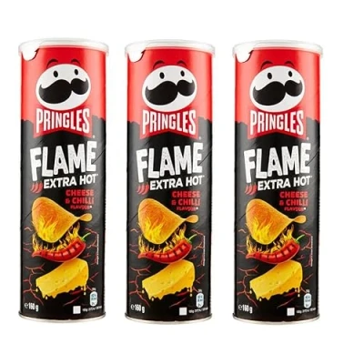 Abbildung von 6x Pringles Flame Extra Hot Cheese &amp; Chilli Snack Salato al gusto di Formaggio Piccante Salziger mit würzigem Käsegeschmack 160g