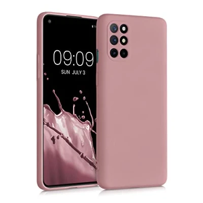 Abbildung von kwmobile Hülle kompatibel mit OnePlus 8T gummierte TPU Silikon Handyhülle Schutzhülle für kabelloses Laden Case in Winter Rose