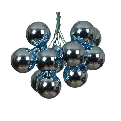 Abbildung von Kaemingk Weihnachtskugeln am Draht Glas 2,5cm x 12 Stück Spiegelbeeren glänzend kleine Dekokugeln Christbaumschmuck &amp; Weihnachtsdeko Eisblau