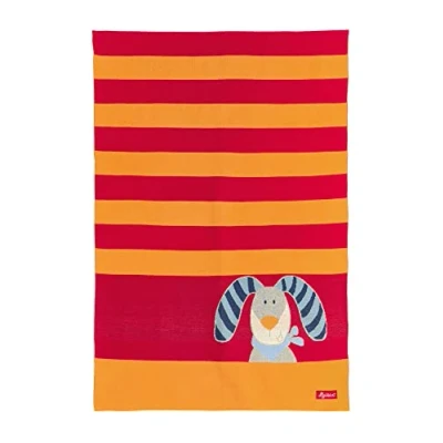 Abbildung von SIGIKID 39501 Strickdecke Ringel Dingel Mädchen und Jungen Baby Decke empfohlen ab Geburt rot/orange