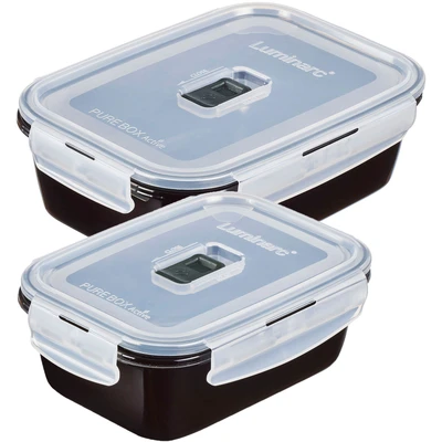 Abbildung von Luminarc Frischhaltedose &quot;Black Box&quot;, (Set, 2 tlg.), Luft und wasserdicht/Clip &amp; Close Verschluss, 82/122 cl