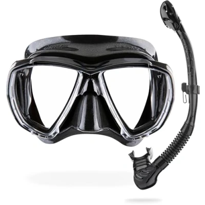 Abbildung von CRESSI Combo Big Eyes+Alpha U.D. Black/Black Unisex Maske Außergewöhnliche Sichtbarkeit Eyes und Trockenschnorchel Alpha Ideal zum Tauchen, Schnorcheln, Schwarz/Schwarz, Einheitsgröße