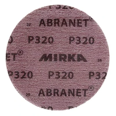 Abbildung von Mirka Abranet Netz Schleifscheiben Ø 150 mm Klett / Korn P320 50 Stk zum Schleifen von Holz, Spachtel, Lack, Kunststoff 5424105032