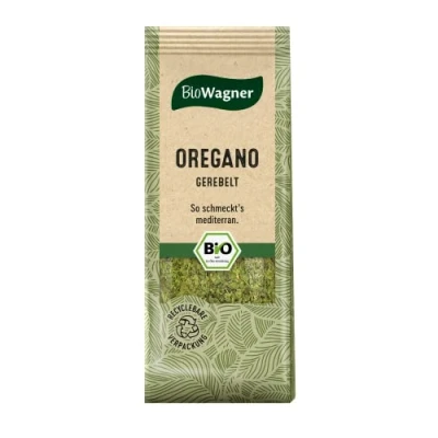 Abbildung von BioWagner Bio Oregano gerebelt mediterrane Note für Pizza, Pasta oder Fleischgerichte naturbelassene Zutaten recyclebare Verpackung 10 g