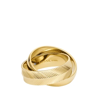 Abbildung von Fossil Damenring Harlow Interlocking Links Edelstahl goldfarben, JF048067107