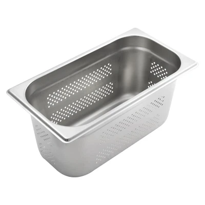 Abbildung von GN Behälter 1/3 mit Lochung 150 mm Höhe Edelstahl, Gastronormbehälter