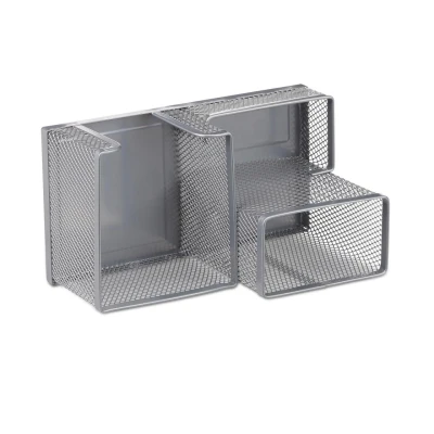 Abbildung von Relaxdays Schreibtischorganizer, Büroablage mit Stiftehalter und Zettelhalter, Metall Mesh, HBT: 10x18,5x9,5cm, silber