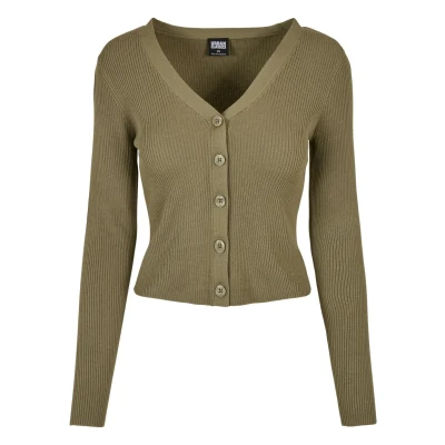 Abbildung von Urban Classics Ladies Short RIB KNIT Cardigan Strickjacke, Damen, Größe: 4XL, Khaki