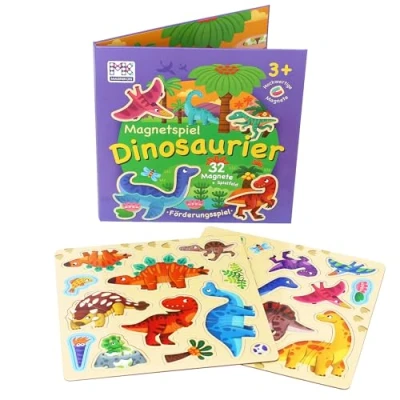 Abbildung von MAGNIKON Spiel, Magnetisches Spielzeug Magnetspiel Dinosaurier Autofahrt Beschäftigung für Kinder ab 3 Jahren, erstes Puzzle