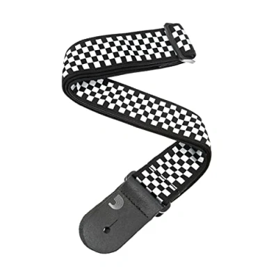Abbildung von Planet Waves 50C02 Gewebegurt Nylongewebe West Coast Collection Check Mate Länge: 1450mm Breite: 50mm, Schwarz weiss