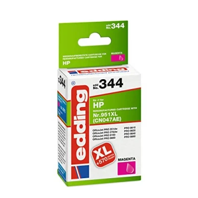 Abbildung von edding Druckerpatrone EDD 344 Einzelpatrone Magenta 30 ml Reichweite 2295 Seiten Ersetzt HP 951XL (CN047AE)