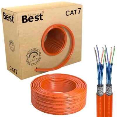 Abbildung von Germany B.e.s.t CAT 7 50M Duplex Netzwerkkabel Verlegekabel Kupfer LAN Kabel Ethernetkabel S/FTP 10 Gbit/s Kat reines Datenkabel PoE+ LSZH