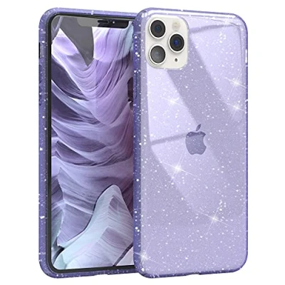 Abbildung von EAZY CASE Hülle kompatibel mit iPhone 11 Pro Max Schutzhülle Glitzer, Handyhülle, Schutzhülle, Back Cover Glitter, TPU/Silikon, Transparent/Durchsichtig, Lila