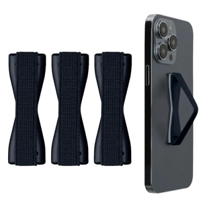 Abbildung von kwmobile Smartphone Fingerhalter 3 Set Handy Halter Griff Halterung Einhandbedienung 3X Handyhalter in Metallic Zodiac Blue