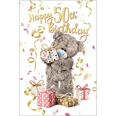 Abbildung von Me To You Geburtstagskarte zum 50. Geburtstag, holografisch, Hologramm, Teddybär