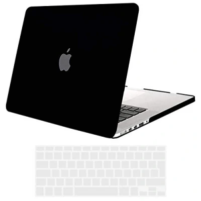Abbildung von TECOOL Hülle Case Kompatibel mit MacBook Pro 15 Zoll Retina 2015 2014 2013 2012 (A1398), Ultradünn Hartschale Schutzhülle Matt Hardcase Cover + EU Tastaturschutz, schwarz
