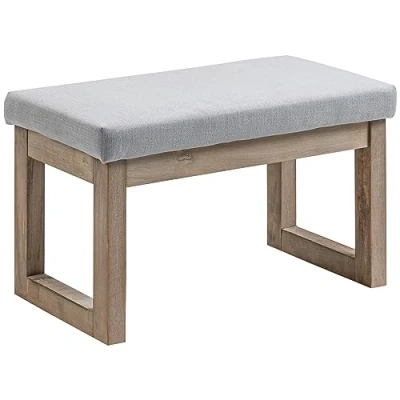 Abbildung von HOMCOM Fußhocker Fußbank Polsterhocker mit Holzbeinen (Schminkhocker, 1 St., Fußbank), Grau, 68 x 38 42 cm