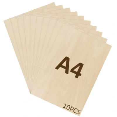 Abbildung von WISYOK 10pcs Sperrholaplatte 2mm, A4 Sperrholz, Holz Platten, Holzplatt für DIY Holzarbeiten, Laserbearbeitung, Brandmalerei, Modellbau, Geschenke, Deko, Gemälde 300x210*2mm