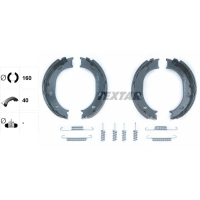Abbildung von TEXTAR 91055100 Handbremsbeläge ohne Handbremshebel mit Zubehör MERCEDES BENZ: Sprinter 3 T Kastenwagen, Pritsche/Fahrgestell
