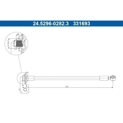 Abbildung von ATE 24.5296 0282.3 Bremsschläuche 285 M10x1 HYUNDAI: i30 II Kombi, Schrägheck, KIA: cee‘d Sportswagon