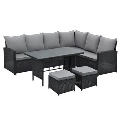 Abbildung von SVITA Monroe Garten Lounge Set Polyrattan Möbel Sitzgruppe Schwarz