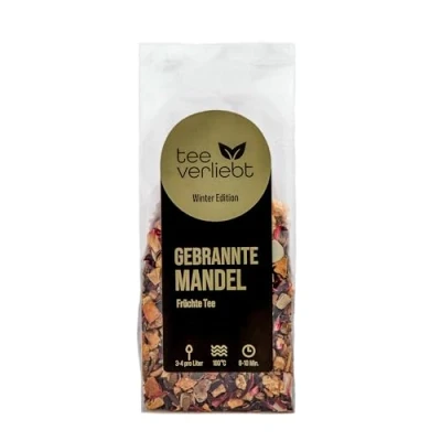 Abbildung von teeverliebt Winter Edition Gebrannte Mandel Geschenkdose Früchtetee 80 g loser leckere Tee Mischung ideal als Geschenk