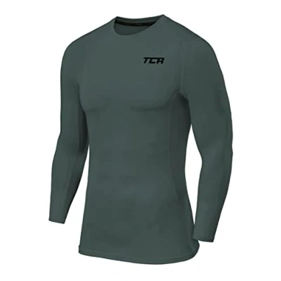 Abbildung von TCA Herren Langarm Kompressionsshirt mit Thermo Funktion Dunkelgrün, XL