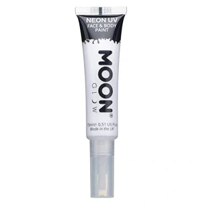 Abbildung von Neon UV Gesichts und Körperfarbe mit Pinsel von Moon Glow 15ml Weiß