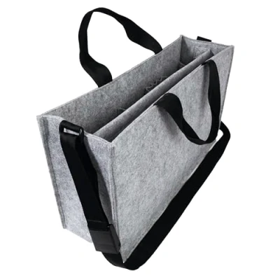 Abbildung von Sigel BA409 Desk Sharing Bag Classic, Organizer für mobiles Arbeiten, absolut sicherer Stand: Laptop und Unterlagen, Synthetischer Filz, hellgrau, Large 50 x 15 28 cm