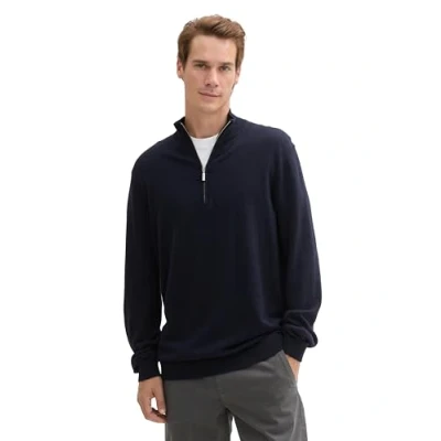Abbildung von TOM Tailor Rollkragen Strickpullover, Herren, Größe: Large, Knitted navy melange