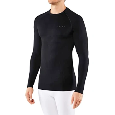 Abbildung von FALKE Herren Maximum warm Funktionsshirt Langarmshirt Funktionsgarn Schwarz Weiß Atmungsaktive Unterwäsche zum Sport sehr schnelltrocknend für kalte bis Temperaturen 1 Stück