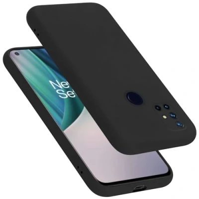 Abbildung von Cadorabo Hülle kompatibel mit OnePlus Nord N10 5G Silikon Handyhülle für Case aus flüssigem stoßfeste dünne TPU Schutzhülle Liquid SCHWARZ