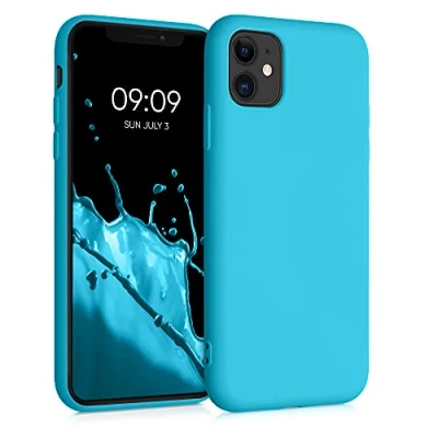 Abbildung von kwmobile Hülle kompatibel mit Apple iPhone 11 gummierte TPU Silikon Handyhülle Schutzhülle für kabelloses Laden Case in Meerblau