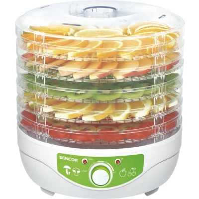 Abbildung von Sencor 41006106 SFD 790WH Dörrgerät mit der Temperaturregelung für Klötzen, Pflaumen, Aprikosen, Bananen,Trockenfleisch, getrockneten Fischen, 250 W, Food dehydrator, Metal, Weiss