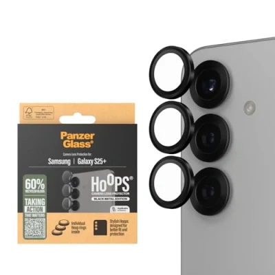 Abbildung von PanzerGlass Hoops Samsung Galaxy S25 Plus Kameraobjektiv Schutzglas, Kratz und Stoßfest, Einfache Installation, Gehärtetes Panzer Schutz Glas, S24 Hüllenfreundlich, Schwarz