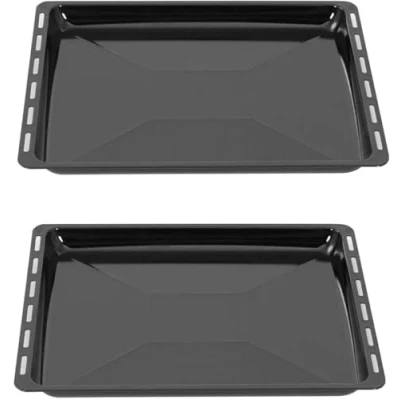 Abbildung von ICQN Backblech 465 x 370 30 mm, Emaille, (Set mit Backofenrost, 2 St), Passend für Bosch, Neff, Constructa, Beko, Samsung, Teka