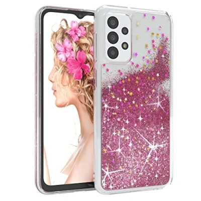 Abbildung von EAZY CASE Hülle kompatibel mit Samsung Galaxy A23 5G Schutzhülle Flüssig Glitzer, Handyhülle, Hülle, Back Cover Glitter Flüssigkeit, TPU/Silikon, Transparent/Durchsichtig, Pink