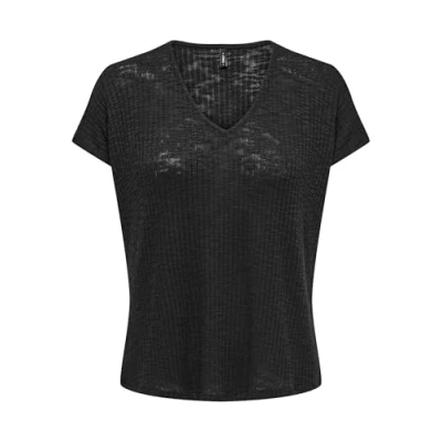 Abbildung von ONLY Normal Geschnitten Vausschnitt Tshirt basic, Damen, Größe: Small, Black