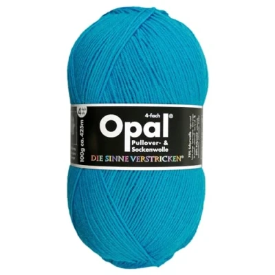 Abbildung von Frida&#039;s Wollhaus Opal 100 g Uni 4 fach Sockengarn Strümpfe Stricken filzfrei Wolle 35 Farben (5183 Türkis)