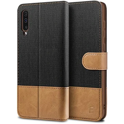 Abbildung von BEZ Handyhülle für Samsung Galaxy A50 Hülle, A30s Tasche Kompatibel A50/ A30s, Schutzhüllen aus Klappetui mit Kreditkartenhaltern, Ständer, Magnetverschluss, Schwarz
