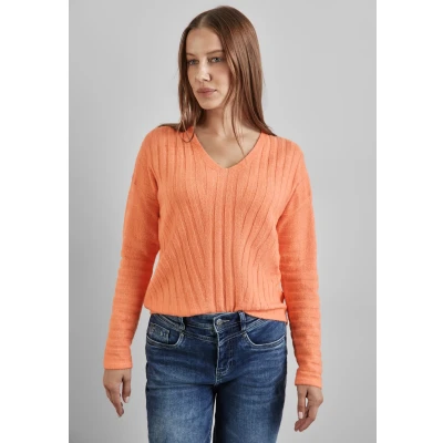 Abbildung von Street One MIT Vausschnitt Strickpullover, Damen, Größe: 38, Orange