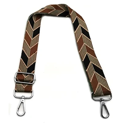 Abbildung von Taschengurte zum Wechseln Schwarz Braun, Verstellbarer Schultergurt für Taschen, Taschengurt Breit Schulterriemen mit Karabiner Silber 3.8cm, Umhängegurt Tragegurt Damen #4