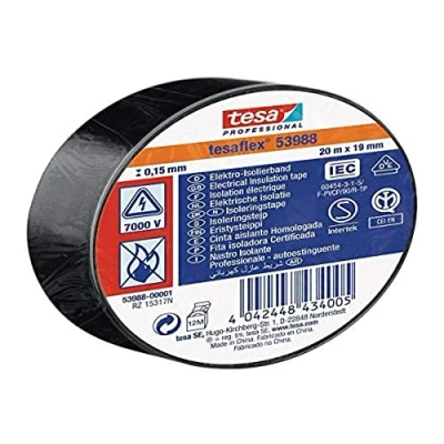 Abbildung von Tesa 53988 00001 00 Isoleringsbånd tesa® Professional Sort (L x B) 20 m 19 mm 1 stk