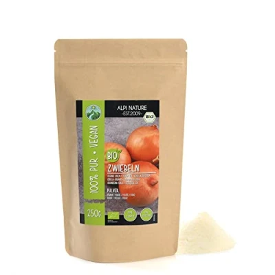 Abbildung von Bio Zwiebeln gemahlen (250g), Zwiebelpulver, Zwiebel aus kontrolliert biologischem Anbau, Pulver laborgeprüft, 100% rein und naturbelassen